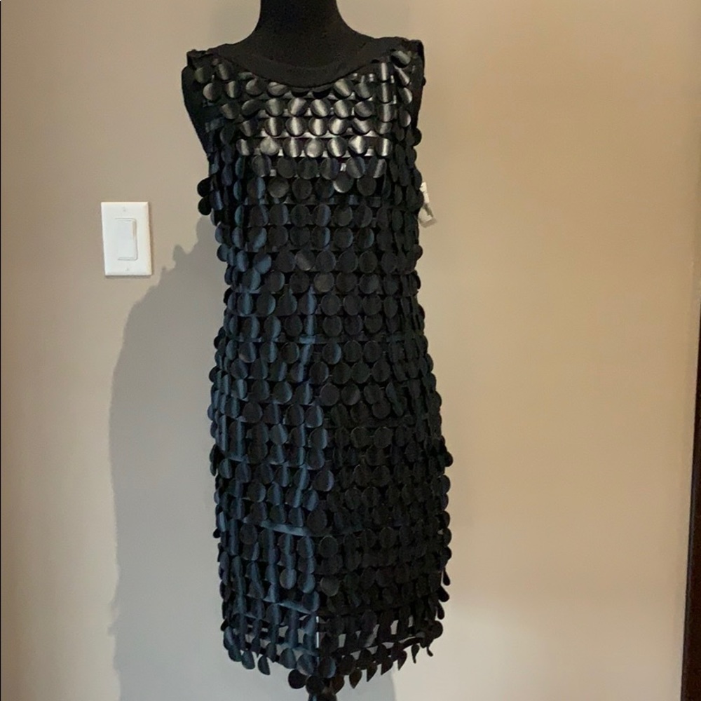 Black Faux Leather Petal Dress